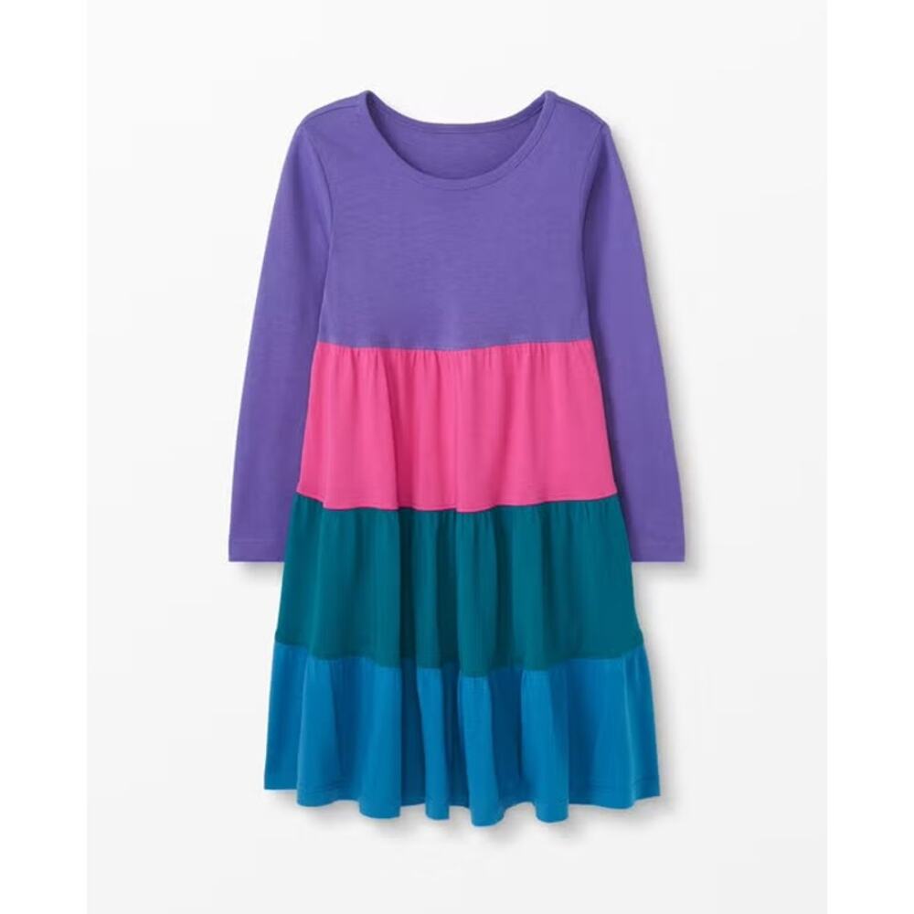 Hanna Andersson Girls Twirl Power Colorblock Dress Purple Size 140 (US 10)